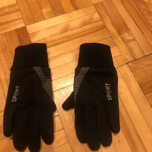Black Sport Gloves with Striped Detail​